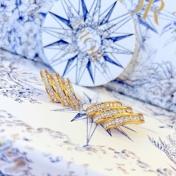 DIOR “Angel Gleam” Gold Plated Pierced Earrings by Christian Dior - Picture 3 of 6